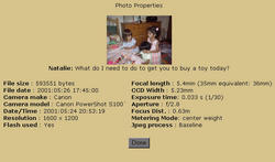 v1.1 feature: Gallery now displays the EXIF data embedded in photos taken with most digital cameras.